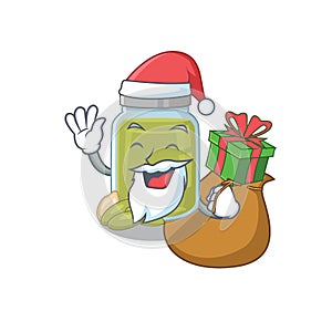 Santa pumpkin seed butter Cartoon character design having box of gifts