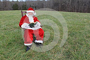 Santa Reading In the Field 2