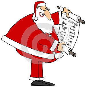 Santa reading from a good boys and girls list