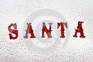 Santa red name in the snow