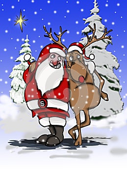 Santa and reindeer photo