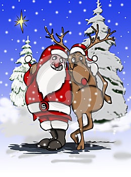 Santa and reindeer