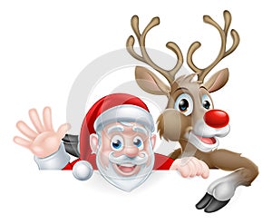 Santa and Reindeer Cartoon