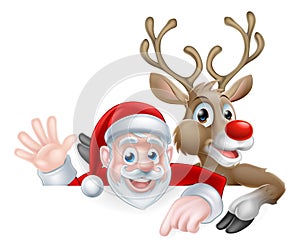Santa and Reindeer Christmas Illustration