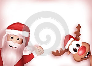 Santa and Reindeer Happy Christmas Feeling