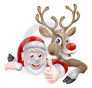 Santa and Reindeer Sign