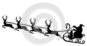 Santa and reindeer silhouette