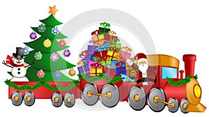 Santa Reindeer Snowman Train Gifts Christmas Tree