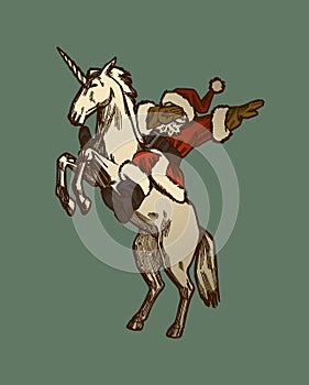 Santa riding unicorn