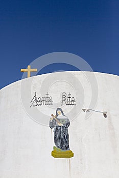 Santa Rita catholic church with clear blue sky, Argentina