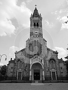 Santa Rita da Cascia church in Turin, black and white