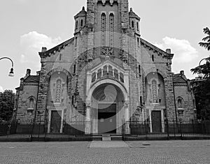 Santa Rita da Cascia church in Turin, black and white