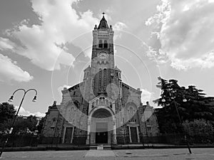 Santa Rita da Cascia church in Turin, black and white photo