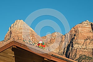 Santa on the roof at Springdale, Utah photo