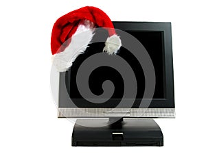 Santa's hat on a desktop computer