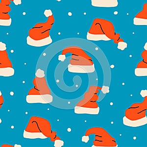 Santa`s hats vector seamless pattern photo