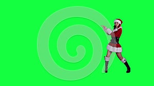 Santa's helper demonstrates an object chroma key (green screen)