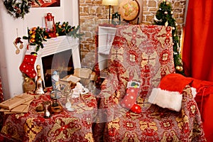 Santa`s living room, decorated for Christmas