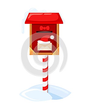 Santa s mailbox Vector illustration of a letter for Santa Claus Merry Christmas and Happy New Year. Mail wish list snow