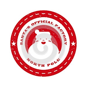 Santa\'s official factory - holiday stamp template for gifts and letters.