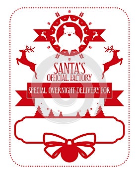 Santa\'s official factory. Xmas design for a personalized gift bag from Santa Claus.