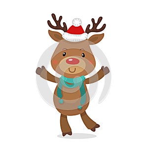 Santa s Reindeer Rudolph. Vector illustrations of Reindeer Rudolf Isolated