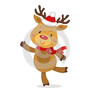 Santa s Reindeer Rudolph. Vector illustrations of Reindeer Rudolf Isolated on White Background