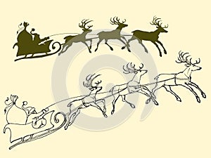 Santa`s sleigh of deers photo