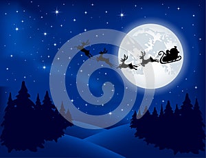 Santa's sleigh on Moon background