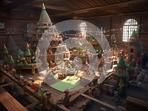 Santa\'s Toy Factory in 3D