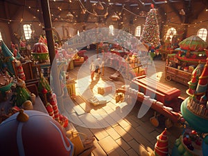 Santa\'s Toy Factory in 3D