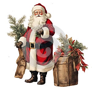 Santa\'s Vintage Greetings: Festive Stock Image