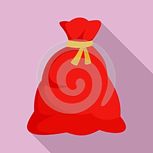 Santa sack icon, flat style