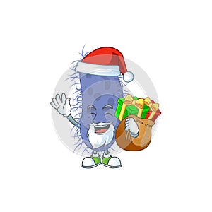 Santa salmonella typhi Cartoon character design with sacks of gifts