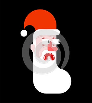 Santa scare fear face. Christmas and New Year illustration