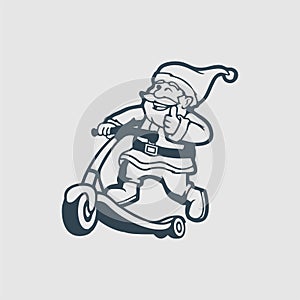 The santa and scooter illustration