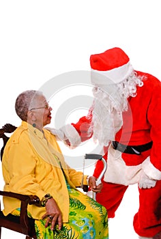 Santa and senior citizen