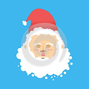 Santa sleep Emoji. Christmas Dream . Santa Claus with eyes close