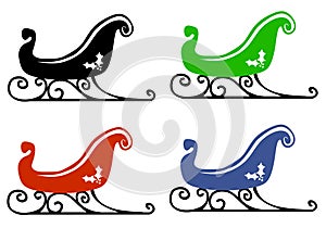 Santa Sleigh Clip Art Silhouettes