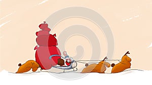 Santa snail on sledge with snaily deers moving sledge with gifts
