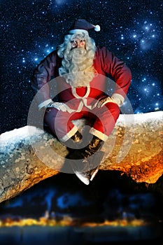 Santa and Snow at night