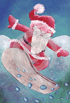 Santa snowboarding