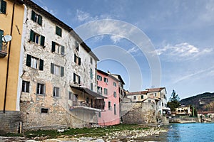 Santa Sofia, Forli Cesena, Emilia Romagna, Italy: view of the old town from the river shore photo
