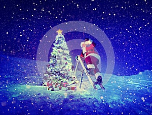 Santa Step-Ladder Christmas Tree Snow Concept