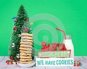 Santa Stop Here We Have Cookies with Chocolate Chip cookies