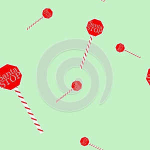 Santa Stop Sign as a Seamless Pattern