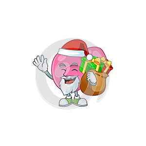 Santa streptococcus pyogenes Cartoon character design with sacks of gifts