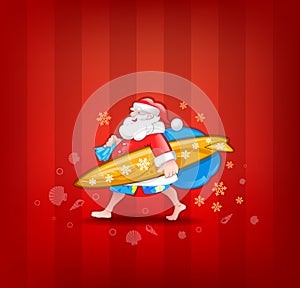 Santa with surfboard