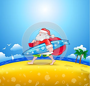 Santa with surfboard