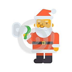 Santa three quarters holding megaphone